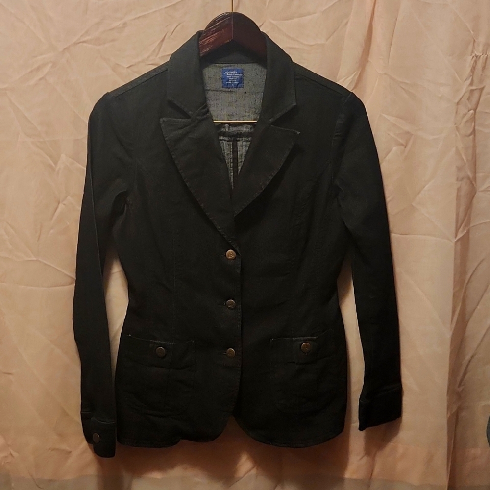 Fitted denim blazer by Jockey. 80s-90s retro. Women's Small. Join the trend!